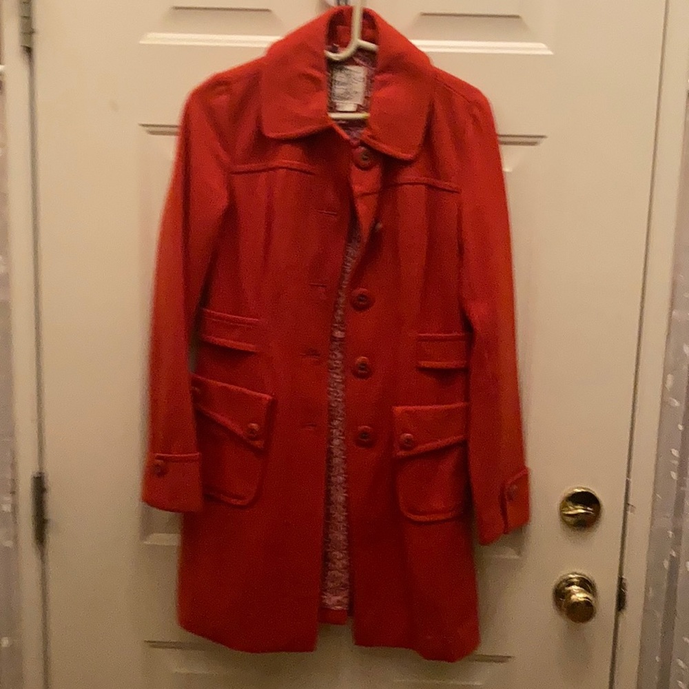 Orange woman’s pea coat